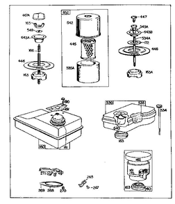 Fuel Tank Diagram and Parts List for 61100  Briggs and Stratton Engine